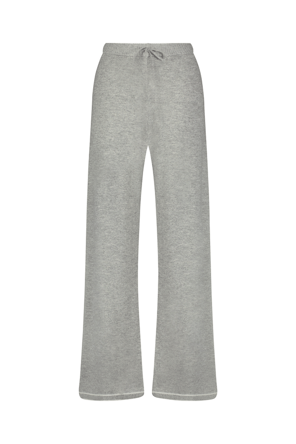 The Aubrie Wide Leg Pant by Gigi C Lounge features a luxurious wool cashmere blend, wide-legged design, and elastic waistband with a drawstring tie. It offers soft comfort ideal for casual wear or après-ski lounging.