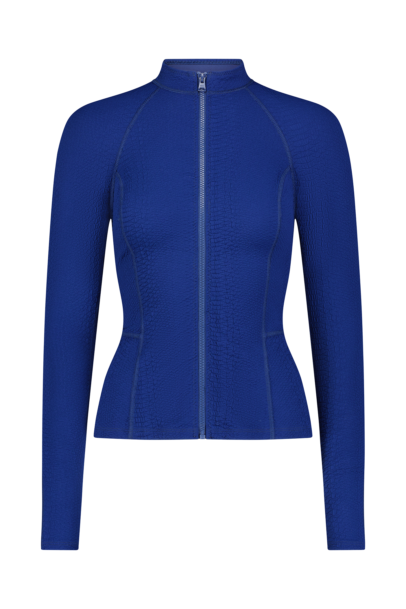 Textured Blue Zip Up Athletic Jacket