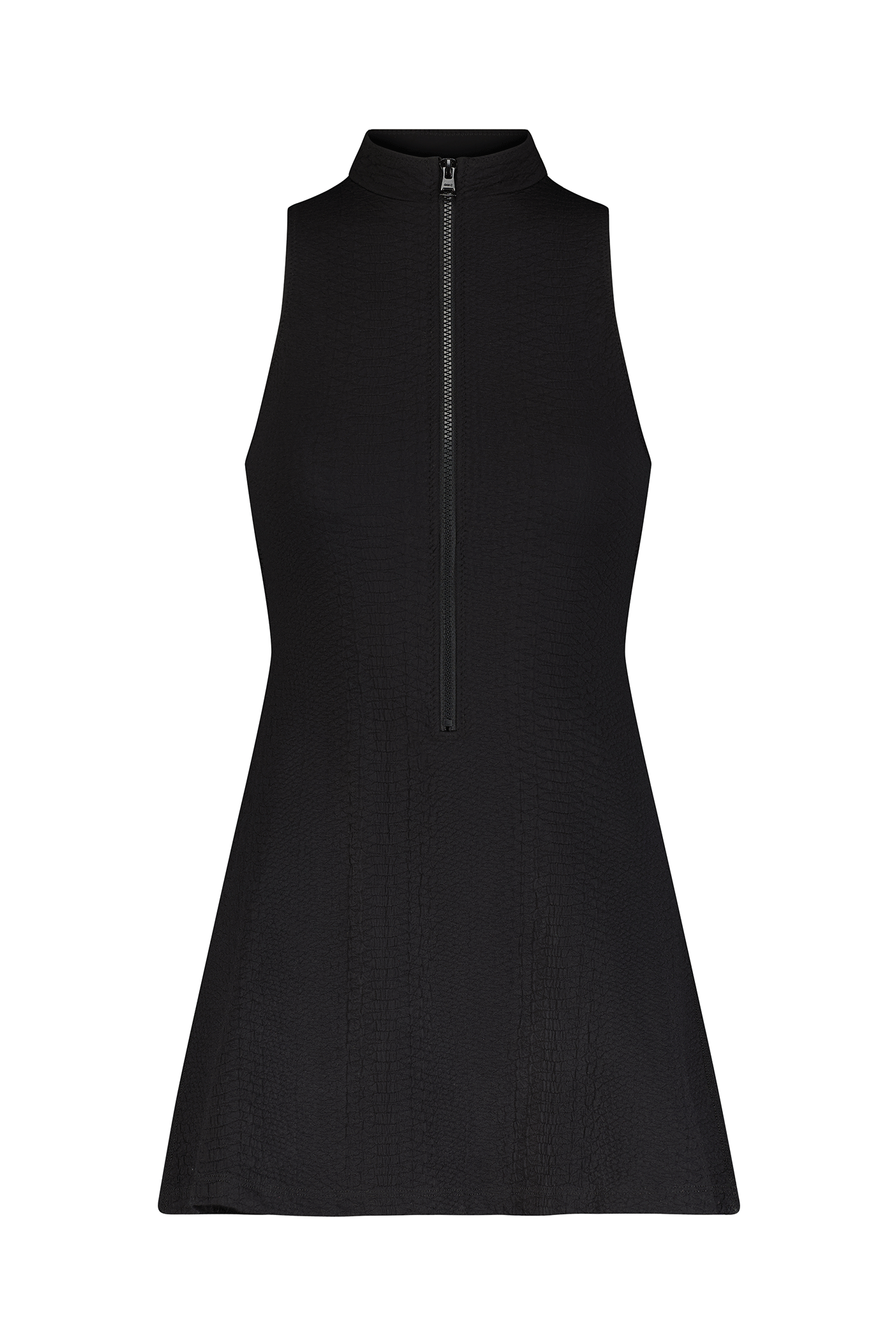 Black Tennis Dress in Textured Fabric