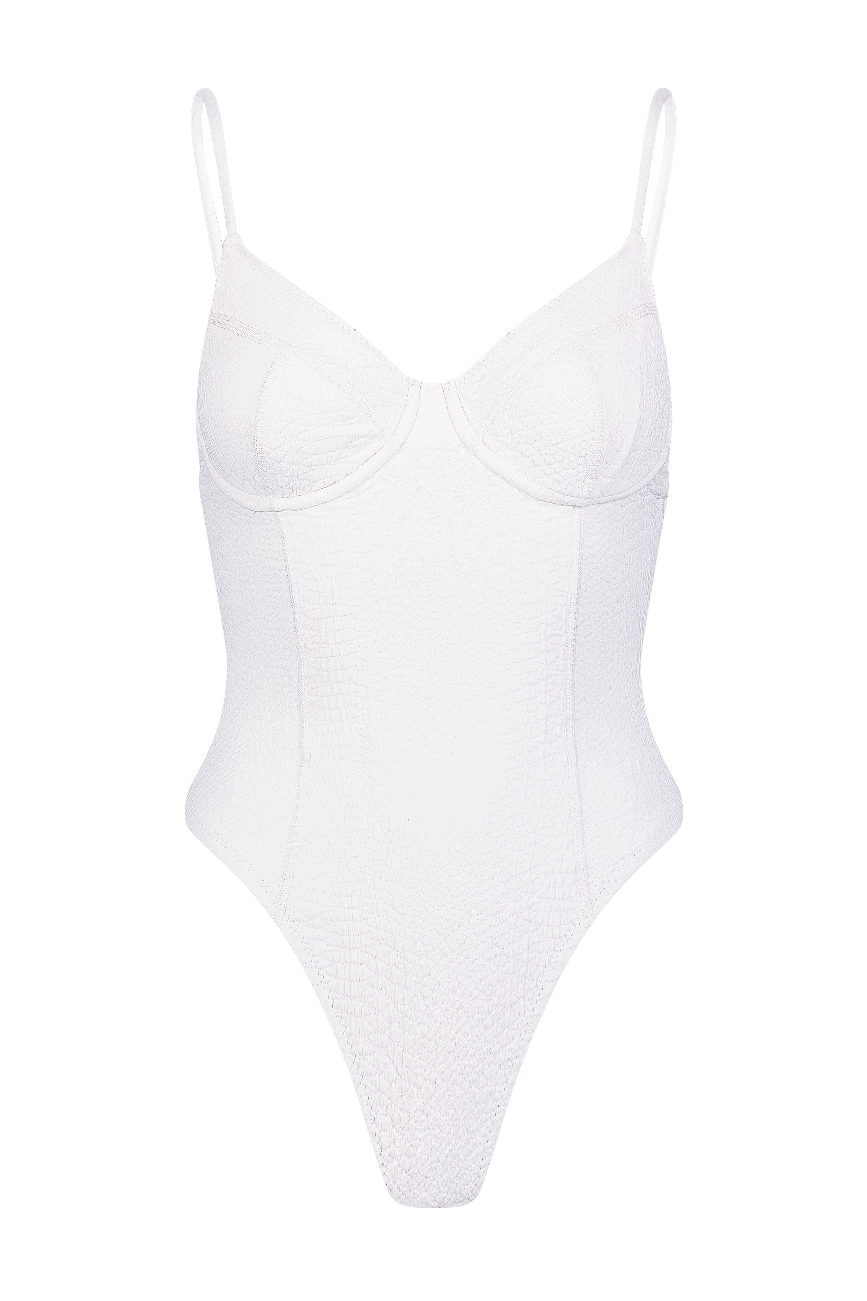 Ivory One-Piece in Faux Snakeskin Textured Fabric