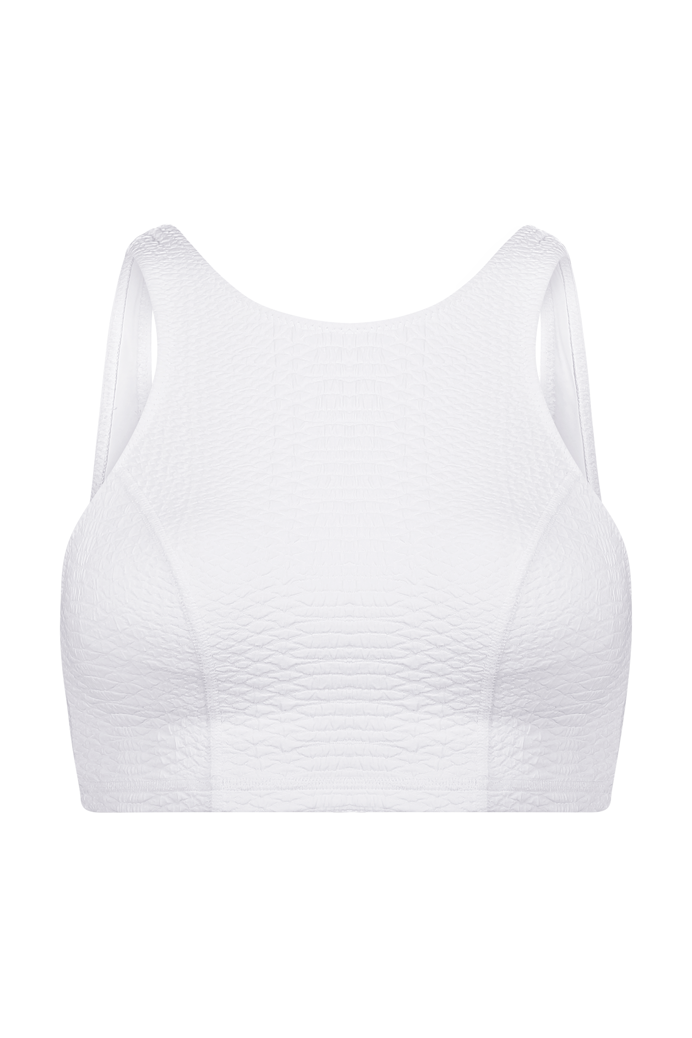 Textured White Sports Bra Tank Top