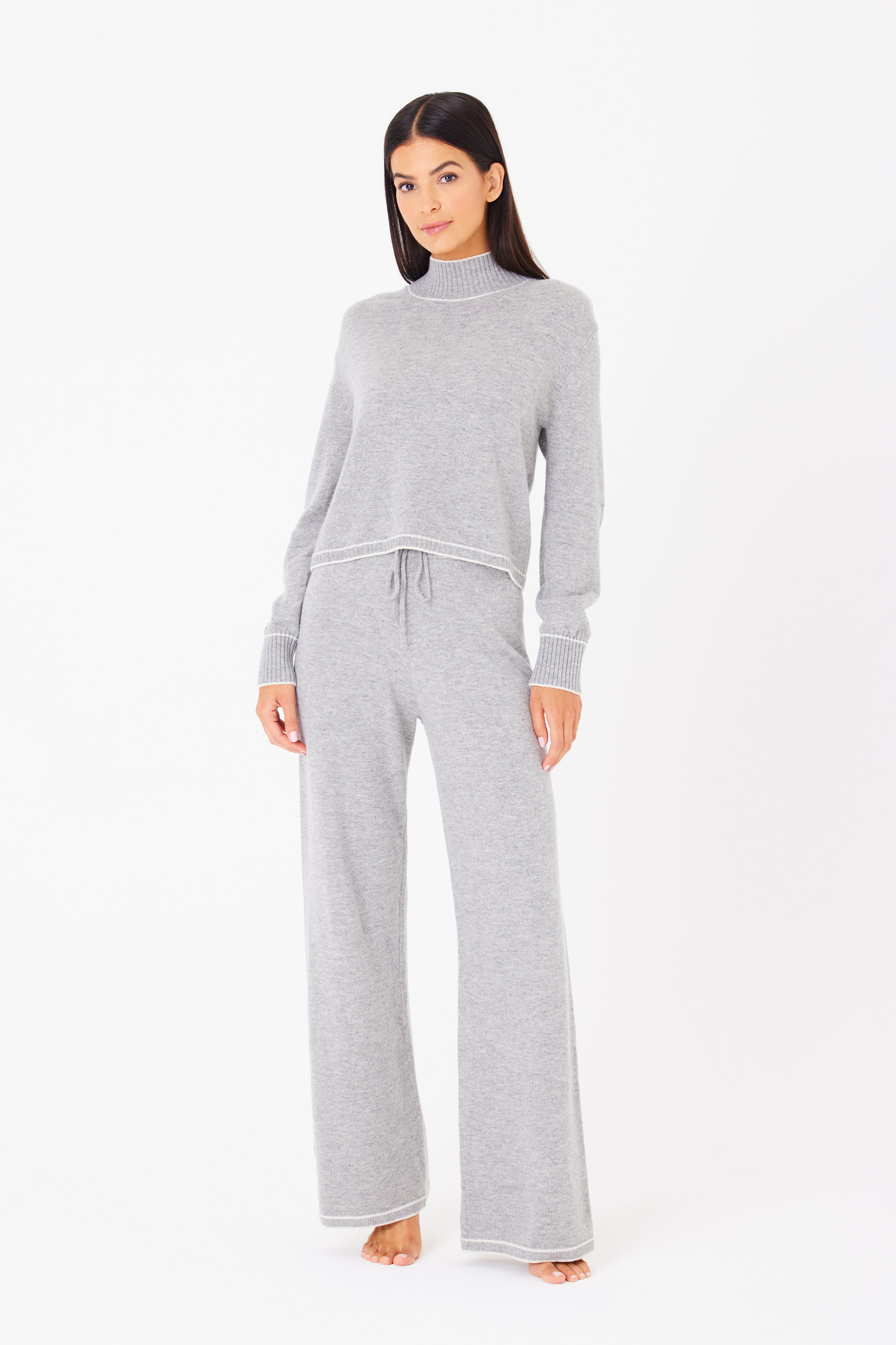 Aubrie Cashmere Lounge Wide Leg Pant Heather Grey